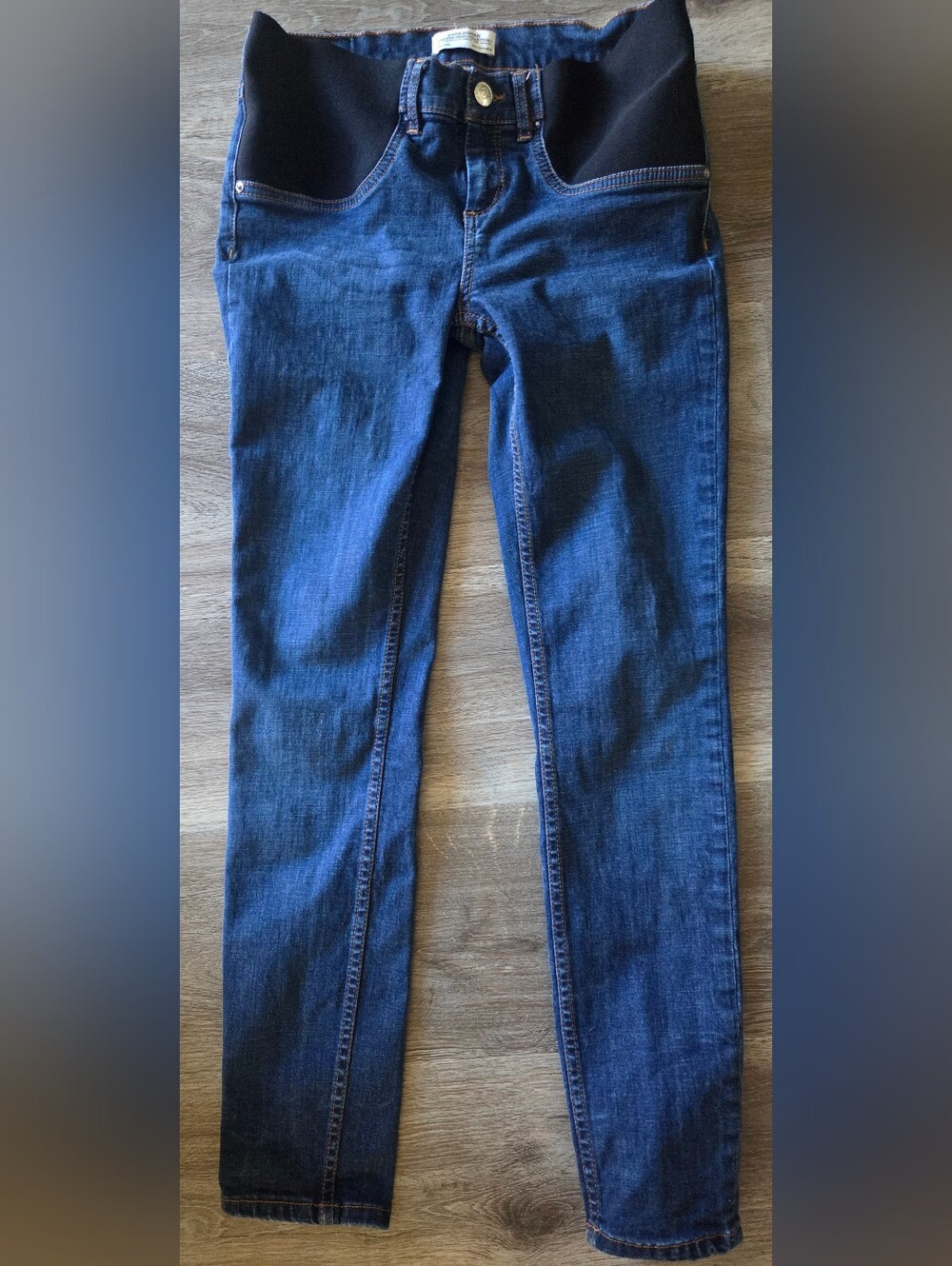 Zara Maternity Side Panel Skinny Jeans Dark Wash Stretch Denim Size 25 - Picture 2 of 13